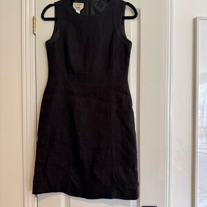 Talbots Petites Dress 4P Classic Black Linen sleeveless back zip